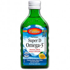 Norwegian Fish Oil with Vitamin D, Super D Omega 3, Carlson Labs, Lemon Flavor, 250 ml, 30340
 