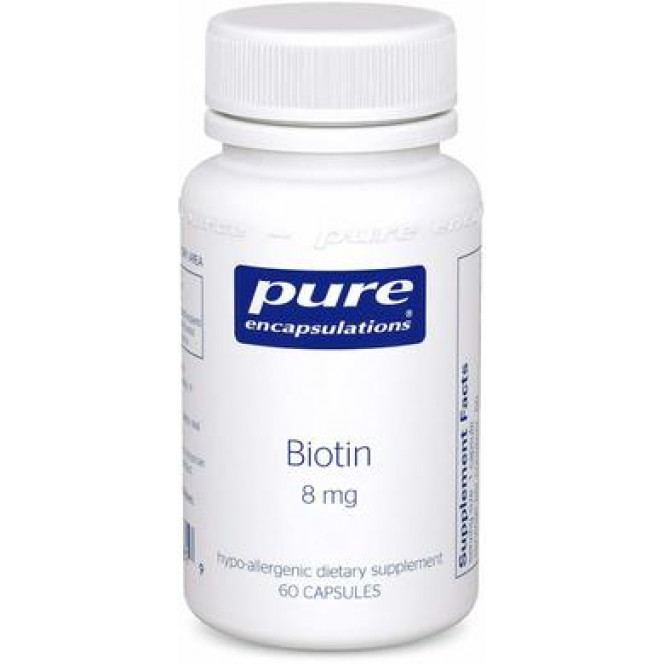 Biotin, Biotin, Pure Encapsulations, 8 mg, 60 Capsules, 30374
 