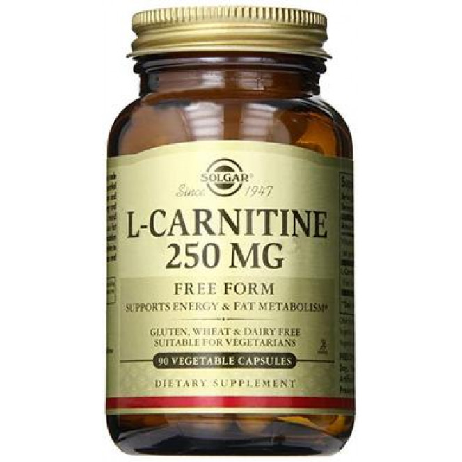 Л карнитин, L-Carnitine, Solgar, 250 мг, 90 капсул, 31283
  