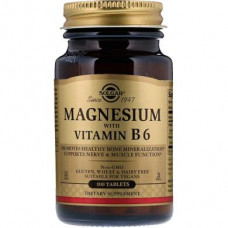 Магний с витамином В-6, Magnesium with Vitamin B6, Solgar, 133/8 мг, 100 таблеток, 31293
  