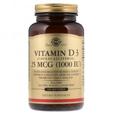 Vitamin D3, Vitamin D3, Solgar, 25 mcg (1000 IU), 100 capsules, 31302
 