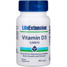 Vitamin D-3, Vitamin D3, Life Extension, 5000 IU, 60 capsules, 31397
 