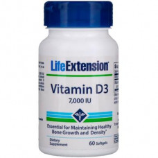 Витамин Д3, Vitamin D3, Life Extension, 7000 МЕ, 60 капсул, 31400
  