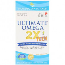 Omega for Teens, Strawberry Flavor, Ultimate Omega 2X Teen, Nordic Naturals, 60 Mini Capsules, 31442
 