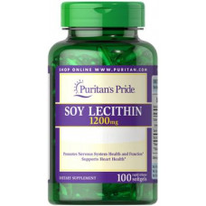 Лецитин из сои, Soy Lecithin, Puritans Pride, 1200 мг, 100 гелевых капсул, 31459
  