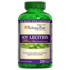 Лецитин из сои, Soy Lecithin, Puritans Pride, 1200 мг, 250 гелевых капсул, 31460
  