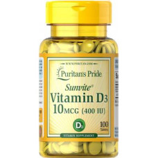 Vitamin D3, Vitamin D3, Puritans Pride, 400 IU, 100 Tablets, 31471
 