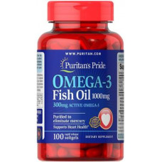 Омега-3 рыбий жир, Omega-3 Fish Oil, Puritans Pride, 1000 мг, 300 мг активного, 100 капсул, 31497
  