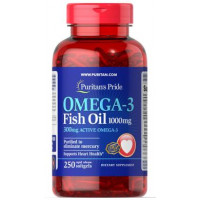 Омега-3 рыбий жир, Omega-3 Fish Oil, Puritans Pride, 1000 мг, 300 мг активного, 250 капсул, 31498
  