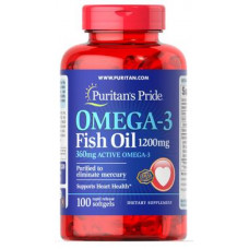 Омега-3 рыбий жир, Omega-3 Fish Oil, Puritans Pride, 1200 мг, 360 мг активного, 100 капсул, 31521
  