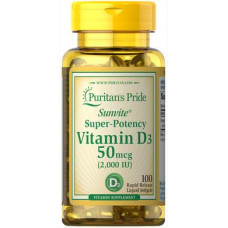 Vitamin D3, Vitamin D3, Puritans Pride, 2000 IU, 100 Capsules, 31534
 