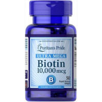 Биотин, Biotin, Puritans Pride, 10 000 мкг, 50 капсул, 31541
  