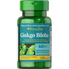 Ginkgo Biloba Extract, Ginkgo Biloba Standardized Extract, Puritans Pride, 60 mg, 120 Tablets, 31548
 