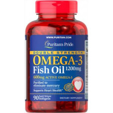 Омега-3 рыбий жир, Omega-3 Fish Oil, Puritans Pride, двойная сила, 1200/600 мг, 90 капсул, 31549
  