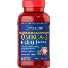 Омега-3 рыбий жир, Omega-3 Fish Oil, Puritans Pride, двойная сила, 1200 мг, 180 капсул, 31550
  