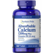 Кальций и витамин Д3, Absorbable Calcium with Vitamin D3, Puritans Pride, 1200 мг/1000 МЕ, 100 капсул, 31561
  