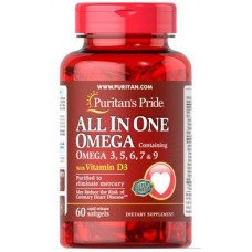 Omega 3-5-6-7-9 and vitamin D3, Omega 3, 5, 6, 7 & 9 with Vitamin D3, Puritans Pride, 60 capsules, 31562
 