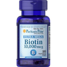 Биотин, Biotin, Puritans Pride, 10.000 мкг, 100 капсул, 31563
  