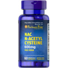 Ацетилцистеин, N-Acetyl Cysteine (NAC), Puritans Pride, 600 мг, 60 капсул, 31575
  