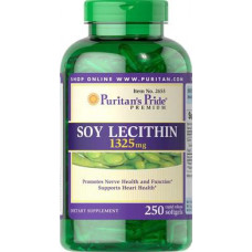 Лецитин из сои, Soy Lecithin, Puritans Pride, 1325 мг, 250 гелевых капсул, 31623
  