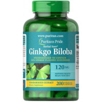 Гинкго Билоба, Ginkgo Biloba, Puritans Pride, стандартизированный экстракт, 120 мг, 200 капсул, 31627
  