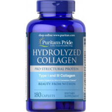 Коллаген, Hydrolyzed Collagen, Puritans Pride, гидролизованный, 1000 мг, 180 таблеток, 31643
  