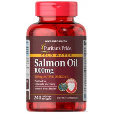 Жир лосося Омега-3, Omega-3 Salmon Oil, Puritans Pride, 1000 мг (210 мг активного омега-3), 240 капсул, 31644
  