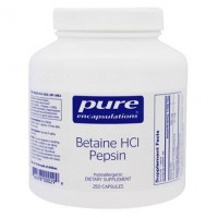 Бетаина гидрохлорид + пепсин, Betaine HCL/Pepsin, Pure Encapsulations, для пищеварительного тракта, 250 капсул, 31693
  