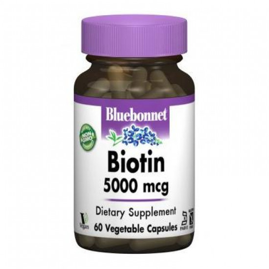 Биотин (B7) 5000 мкг, Bluebonnet Nutrition, 60 гелевых капсул, 31780
  