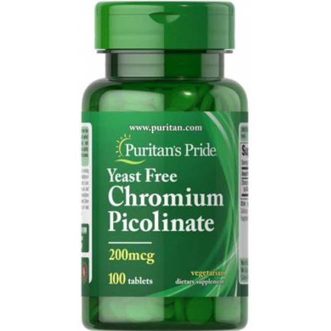 Chromium Picolinate, Chromium Picolinate, Puritan's Pride, Yeast Free, 200 mcg, 100 Tablets, 33021
 