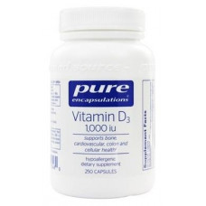 Vitamin D3, Vitamin D3, Pure Encapsulations, 1,000 IU, 250 Capsules, 33020
 