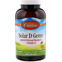 Fish Oil, Vitamin D, Solar D Gems, Carlson Labs, Lemon, 2000 IU, 360 Capsules, 33109
 