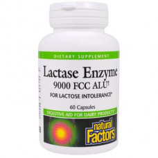 Lactase, 9000 units, Natural Factors, 60 Capsules, 33112
 