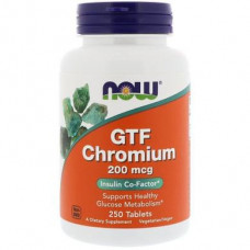 Chromium, GTF Chromium, Now Foods, 200 mcg, 250 Tablets, 34864
 