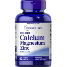 Calcium Magnesium Zinc, Chelated Calcium Magnesium Zinс, Puritans Pride, 100 Capsules, 34866
 