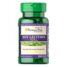 Лецитин из сои, Soy Lecithin, Puritans Pride, 520 мг, 100 гелевых капсул, 34919
  