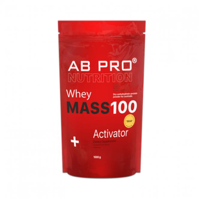 Гейнер, MASS 100 Whey, Activator, (Клубника), Ab Pro, 1000 г, z00022
  