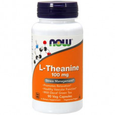 Теанин, L-Theanine, Now Foods, 100 мг, 90 капсул, 03541
  