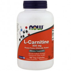 Карнитин тартрат, L-Carnitine, Now Foods, 500 мг, 180 капсул, 03547
  