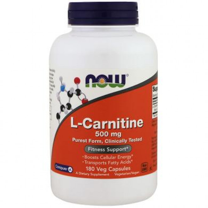 Карнитин тартрат, L-Carnitine, Now Foods, 500 мг, 180 капсул, 03547
  