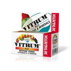 Vitrum Plus film-coated tablets with vitamin C, vitamin D3 and zinc, bottle of 30 pcs, Vitrum, 30 tablets, z00598
 