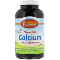 Жевательный кальций для детей, Kids Chewable Calcium, Carlson Labs, ваниль, 250 мг, 120 таблеток, z01107
  