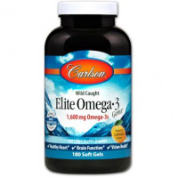 Omega-3 Fish Oil, Elite Omega-3, Carlson Labs, lemon, 1600 mg, 180 capsules, z01144
 