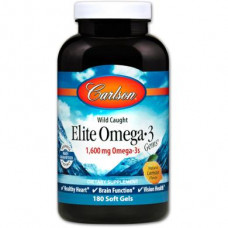 Рыбий жир Омега-3, Elite Omega-3, Carlson Labs, лимон, 1600 мг, 180 капсул, z01144
  