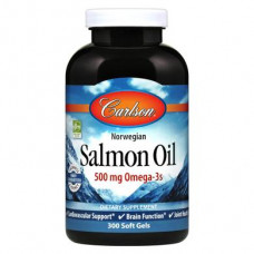 Масло лосося, Salmon Oil, Carlson Labs, норвежское, 500 мг, 300 капсул, z01158
  