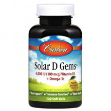 Vitamin D3 Fish Oil, Solar D Gems, Carlson Labs, 4000 IU, 120 Softgels, z01160
 