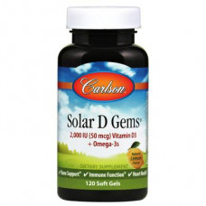 Fish Oil with Vitamin D3, Solar D Gems, Carlson Labs, Lemon Flavored, 2000 IU, 120 Softgels, z01161
 