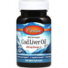 Norwegian Fish Oil, Cod Liver Oil, Carlson Labs, 100 Mini Softgels, z01163
 