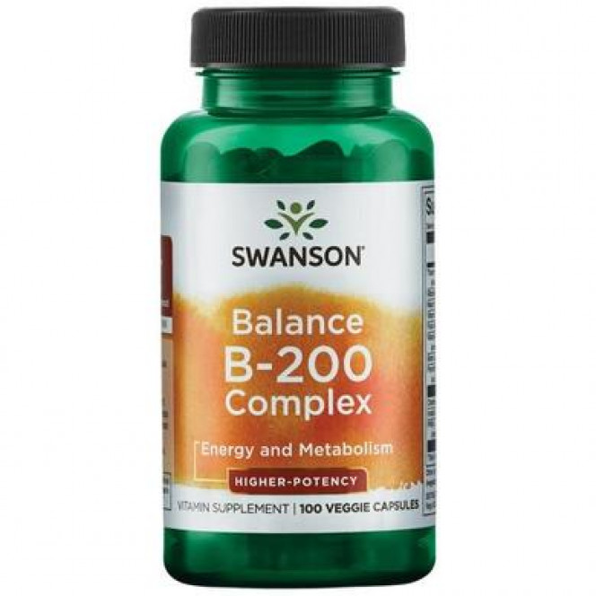 Комплекс витаминов В-200, Balance Vitamin B-200, Swanson, 100 вегетарианских капсул, z02498
  