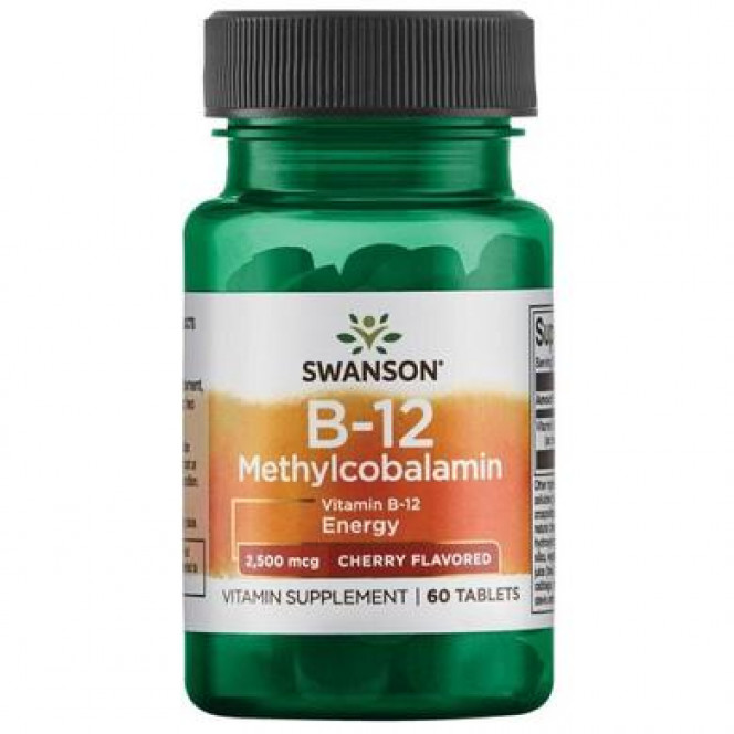 Vitamin B12 (methylcobalamin), Ultra Vitamin B-12 Methylcobalamin, Swanson, 5000 mcg, strawberry flavor, 60 tablets, z02501
 